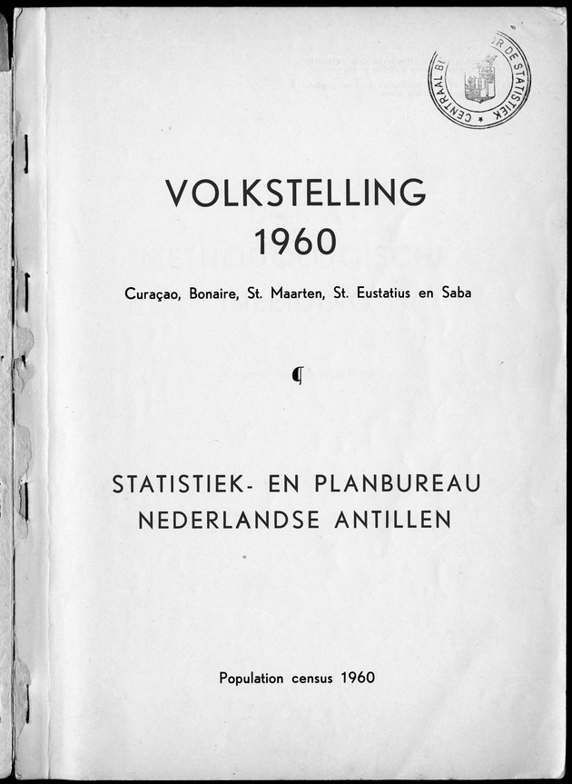 VOLKSTELLING 1960. Curaҫao, Bonaire, St.Maarten, St. Eustatius en Saba - Cover