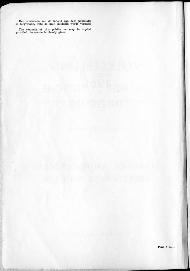 VOLKSTELLING 1960. Curaҫao, Bonaire, St.Maarten, St. Eustatius en Saba - Content