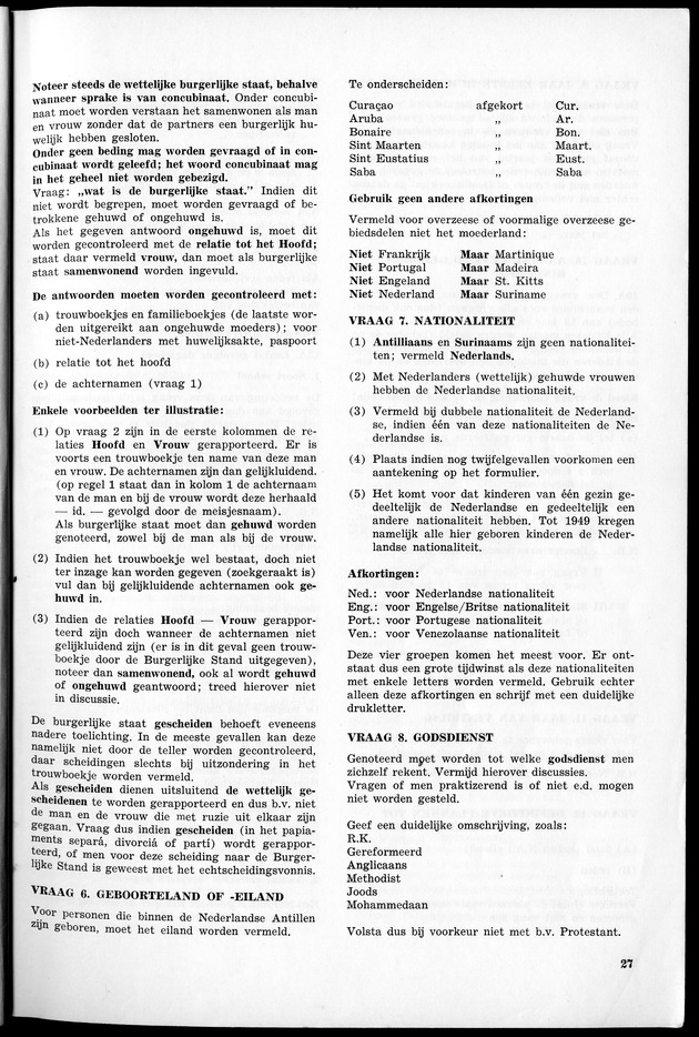VOLKSTELLING 1960. Curaҫao, Bonaire, St.Maarten, St. Eustatius en Saba - Page 27
