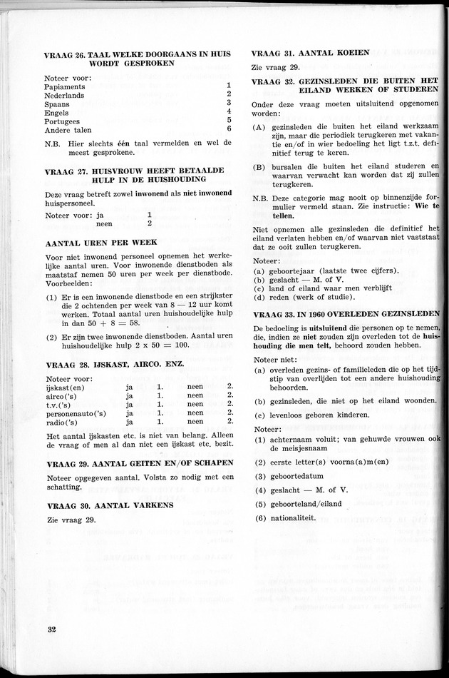 VOLKSTELLING 1960. Curaҫao, Bonaire, St.Maarten, St. Eustatius en Saba - Page 32