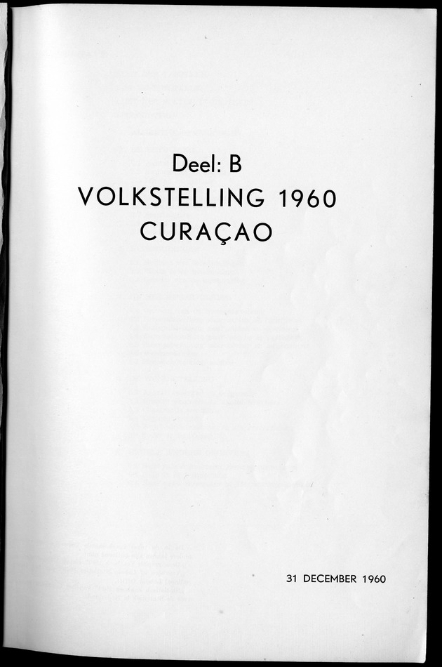 VOLKSTELLING 1960. Curaҫao, Bonaire, St.Maarten, St. Eustatius en Saba - Cover