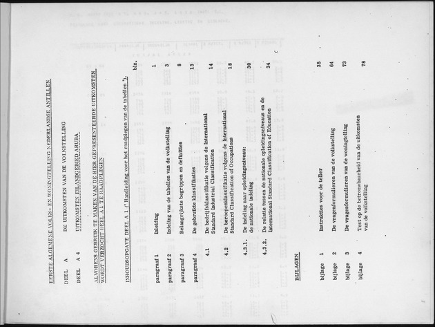 Deel A4 De uitkomsten van de Volkstelling; Uitkomsten Eilandgebied Aruba - Table of Content