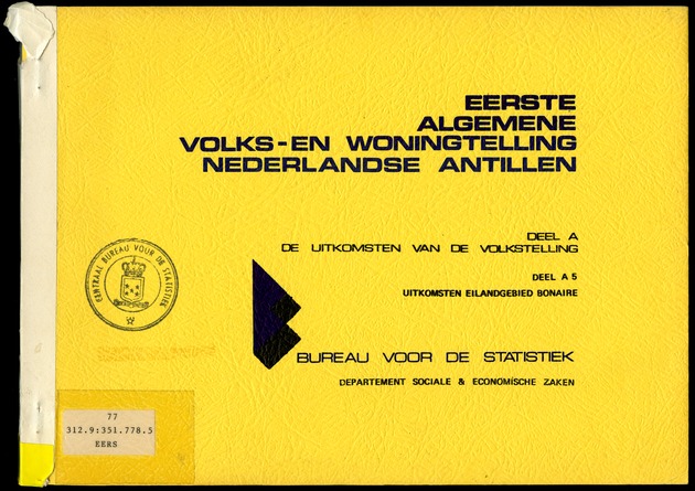 Deel A5 De uitkomsten van de Volkstelling; Uitkomsten eilandgebied Bonaire - Front Cover