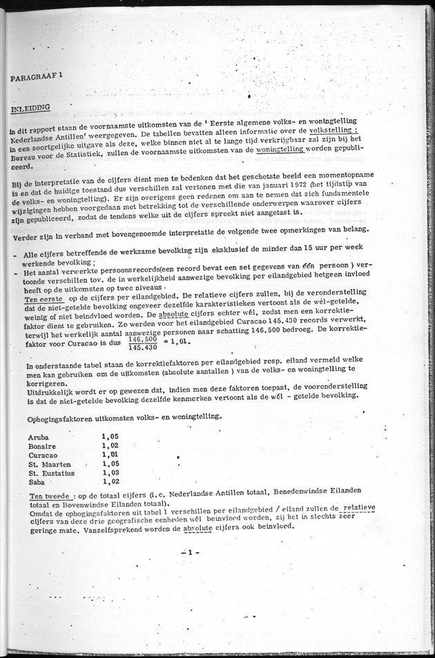 Deel B1 De uitkomsten van de Woningtelling; Handleiding voor het raadplegen van de tabellen - Page 1