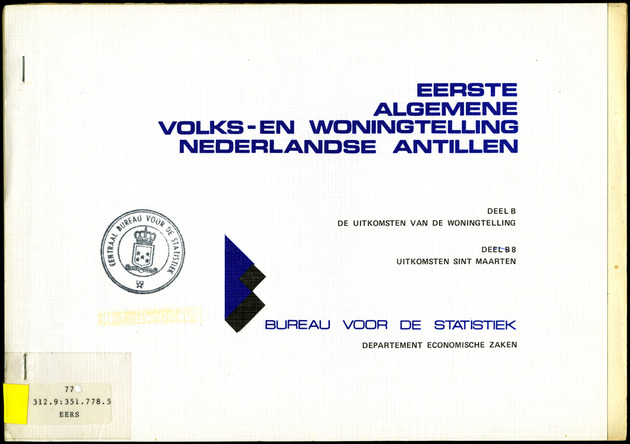 Deel B8 De uitkomsten van de Woningtelling; Uitkomsten Sint Maarten - Front Cover