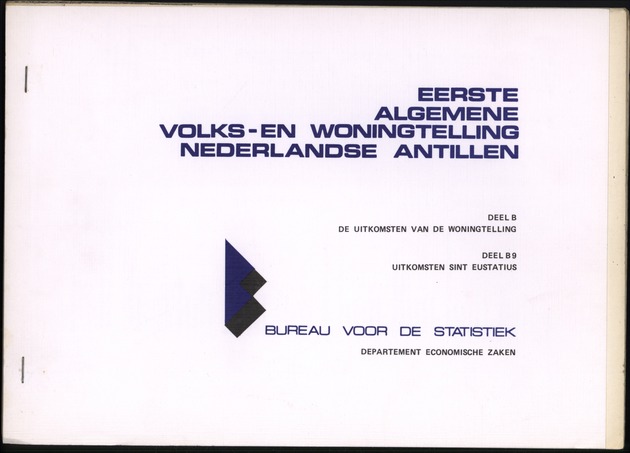 Deel B9 De uitkomsten van de Woningtelling; Uitkomsten Sint Eustatius - Front Cover