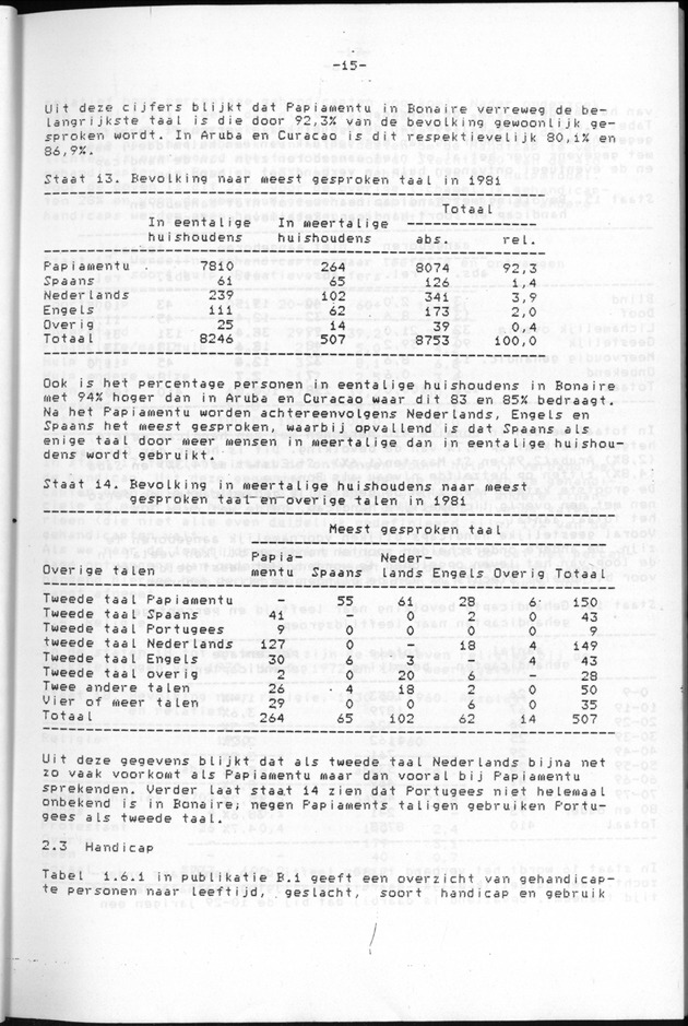 Censuspublikatie B.9 Enige kenmerken van de bevolking van Bonaire - Page 15