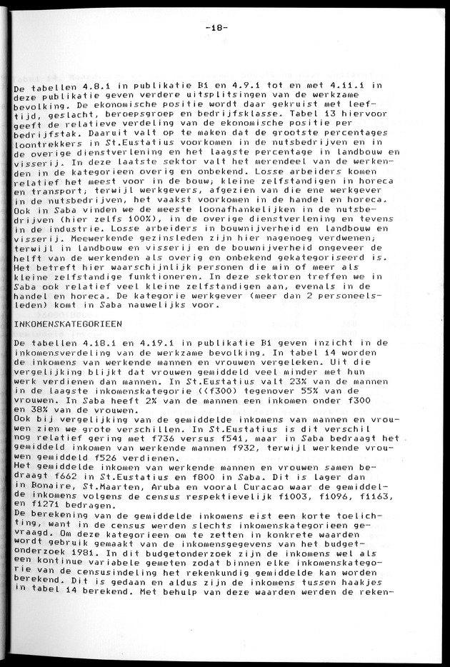 Censuspublikatie B.12 Ekonomische en sociaal-ekonomische karakteristieken van de bevolkingen van Saba en St.Eustatius - Page 18