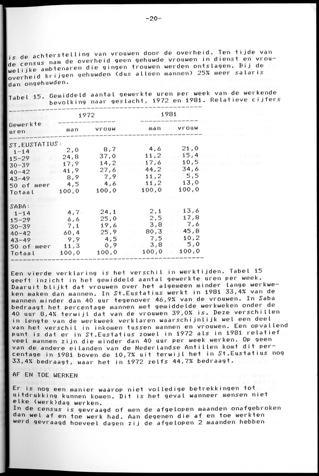 Censuspublikatie B.12 Ekonomische en sociaal-ekonomische karakteristieken van de bevolkingen van Saba en St.Eustatius - Page 20