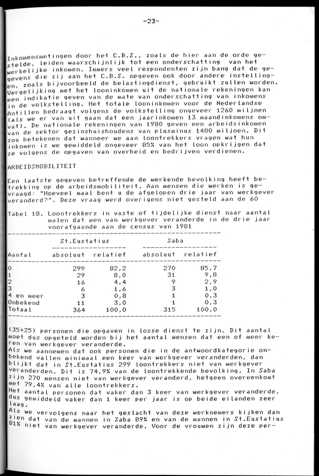 Censuspublikatie B.12 Ekonomische en sociaal-ekonomische karakteristieken van de bevolkingen van Saba en St.Eustatius - Page 23