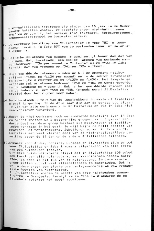 Censuspublikatie B.12 Ekonomische en sociaal-ekonomische karakteristieken van de bevolkingen van Saba en St.Eustatius - Page 38
