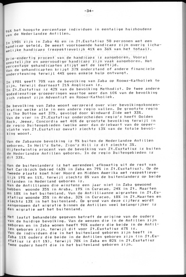 Censuspublikatie B.13 Enige kenmerken van de bevolkingen van St.Eustatius en Saba - Page 34