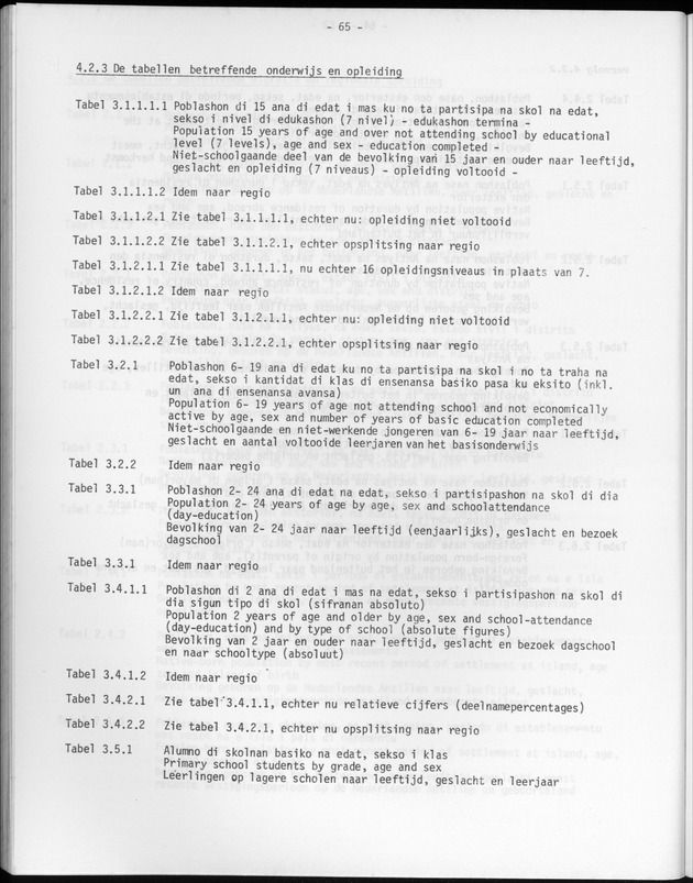Opzet en organizatie, omschrijvingen van de gehanteerde definities en begrippen, gebruikte klassifikatiesystemen en geplande tabellenoutput - Page 65