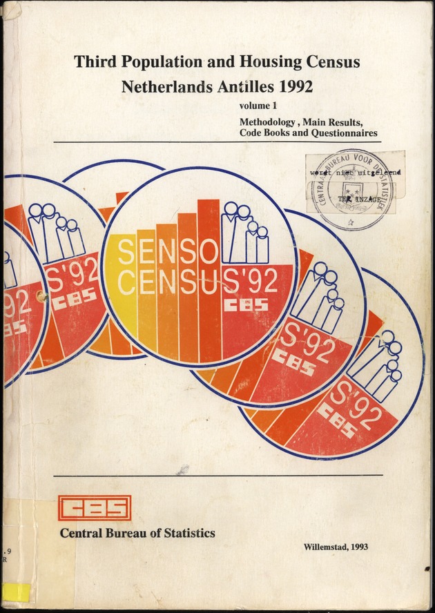 SENSO '92: Third Population and Housing Census Netherlands Antilles 1992 - Front Cover