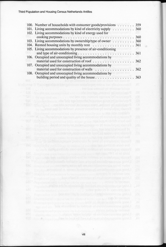 SENSO '92: Third Population and Housing Census Netherlands Antilles 1992 - Content viii