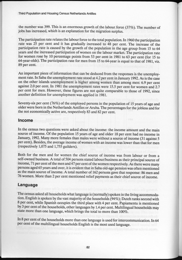 SENSO '92: Third Population and Housing Census Netherlands Antilles 1992 - Page 82