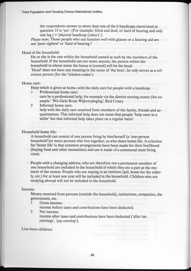 SENSO '92: Third Population and Housing Census Netherlands Antilles 1992 - Page 88