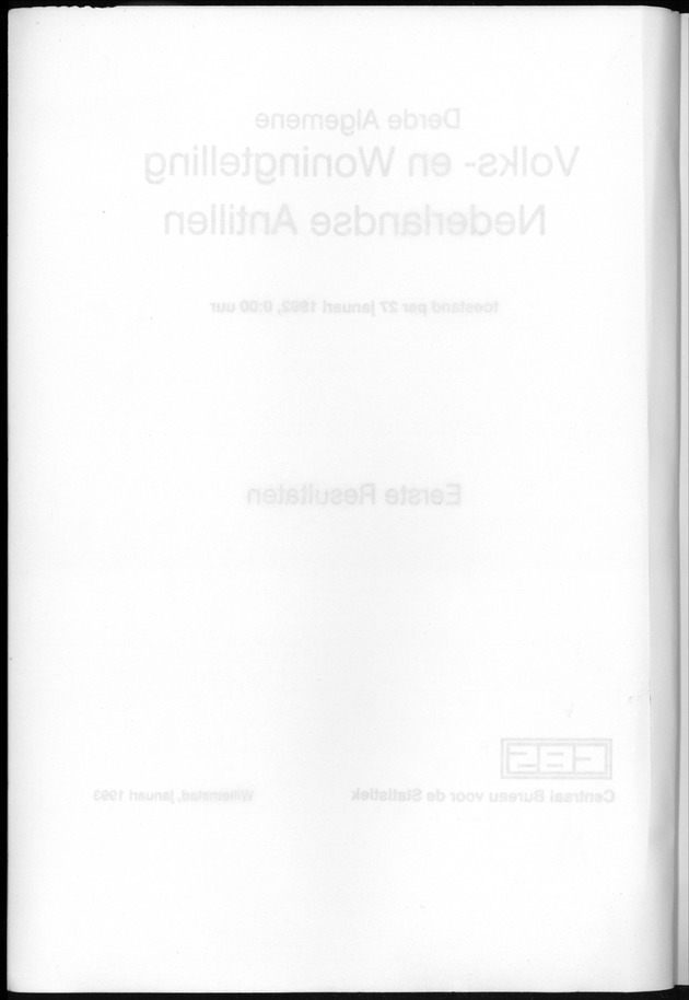 Derde Algemene Volks- en Woningtelling Nederlandse Antillen - Toestand per 27 januari 1992, 0.00 uur Eerste Resultaten - Blank Page