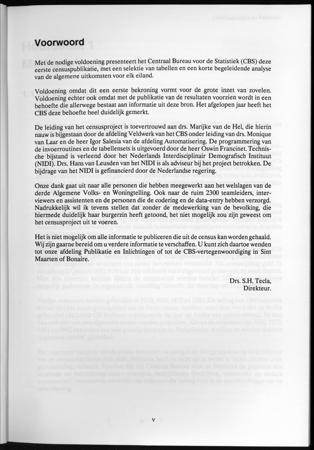 Derde Algemene Volks- en Woningtelling Nederlandse Antillen - Toestand per 27 januari 1992, 0.00 uur Eerste Resultaten - Page V