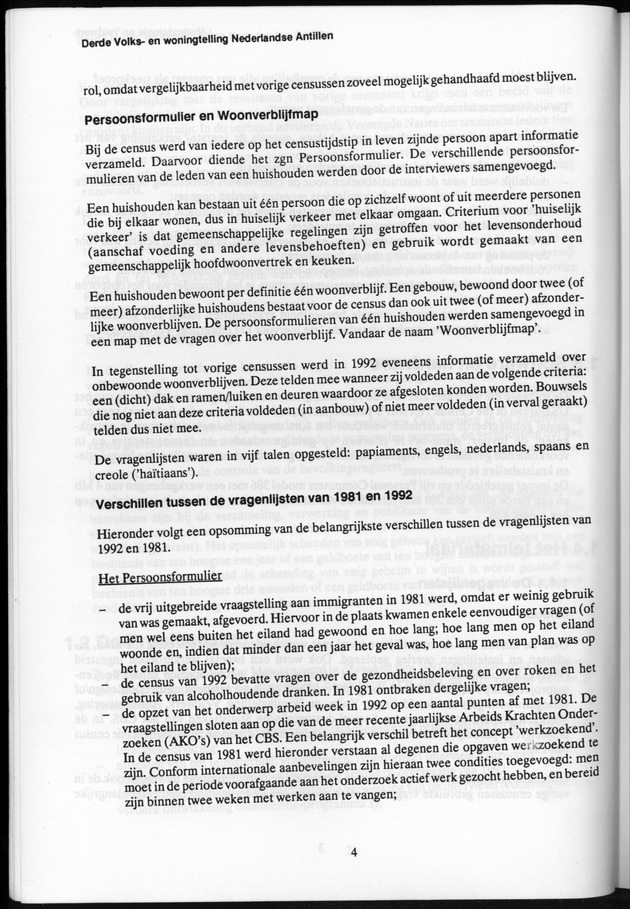 Derde Algemene Volks- en Woningtelling Nederlandse Antillen - Toestand per 27 januari 1992, 0.00 uur Eerste Resultaten - Page 4