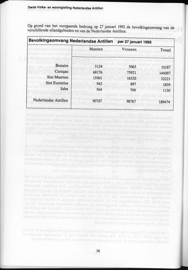 Derde Algemene Volks- en Woningtelling Nederlandse Antillen - Toestand per 27 januari 1992, 0.00 uur Eerste Resultaten - Page 16