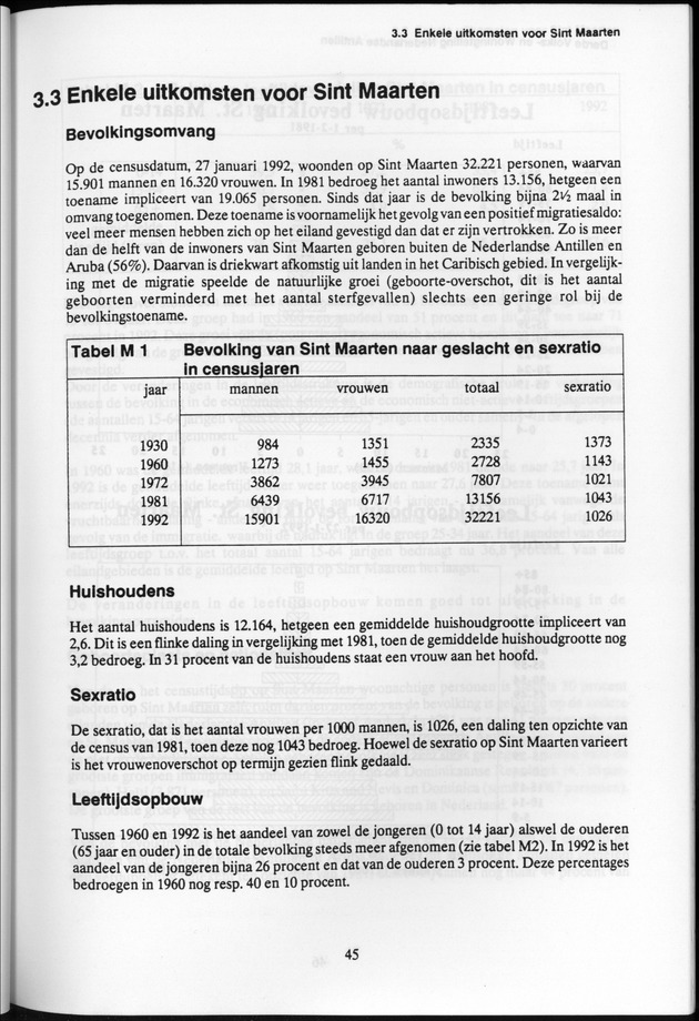 Derde Algemene Volks- en Woningtelling Nederlandse Antillen - Toestand per 27 januari 1992, 0.00 uur Eerste Resultaten - Page 45