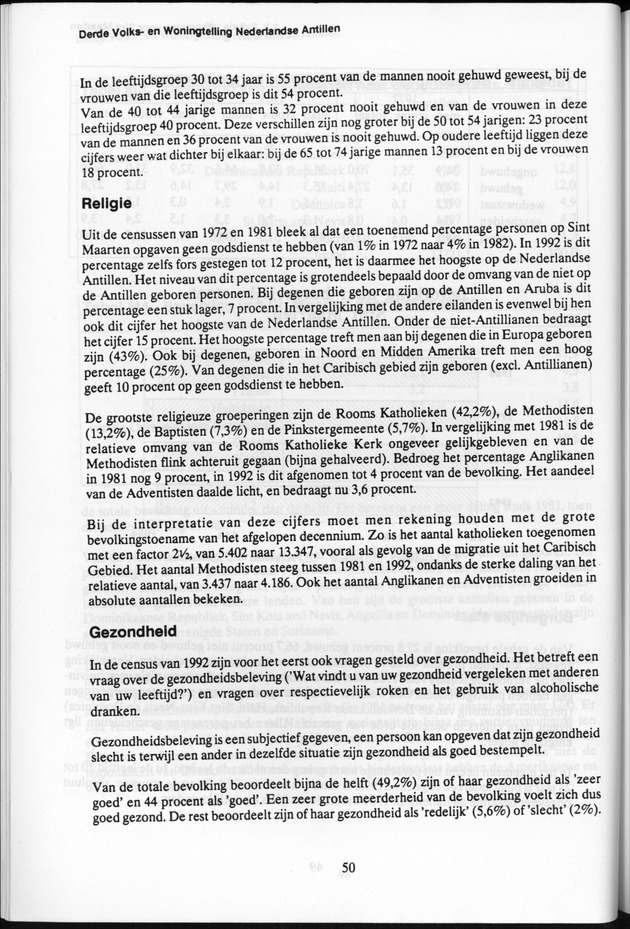 Derde Algemene Volks- en Woningtelling Nederlandse Antillen - Toestand per 27 januari 1992, 0.00 uur Eerste Resultaten - Page 50