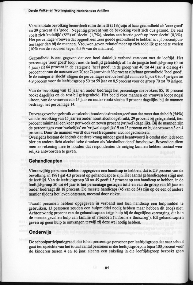 Derde Algemene Volks- en Woningtelling Nederlandse Antillen - Toestand per 27 januari 1992, 0.00 uur Eerste Resultaten - Page 64