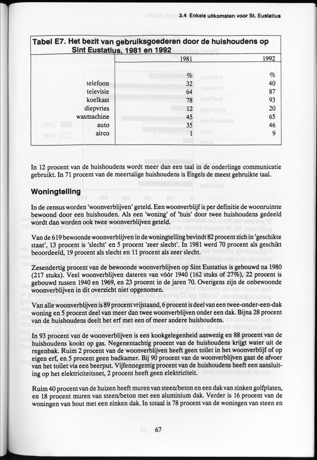 Derde Algemene Volks- en Woningtelling Nederlandse Antillen - Toestand per 27 januari 1992, 0.00 uur Eerste Resultaten - Page 67