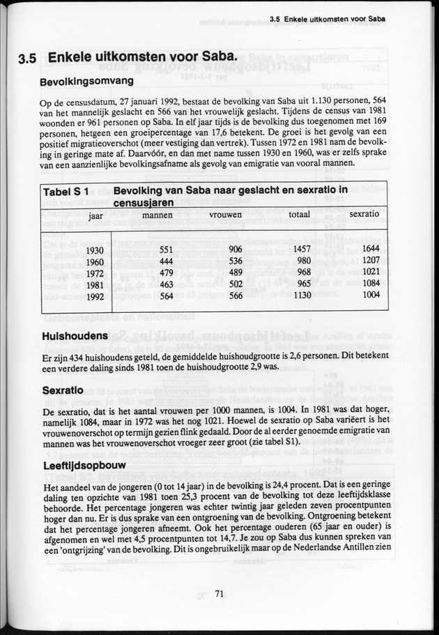 Derde Algemene Volks- en Woningtelling Nederlandse Antillen - Toestand per 27 januari 1992, 0.00 uur Eerste Resultaten - Page 71