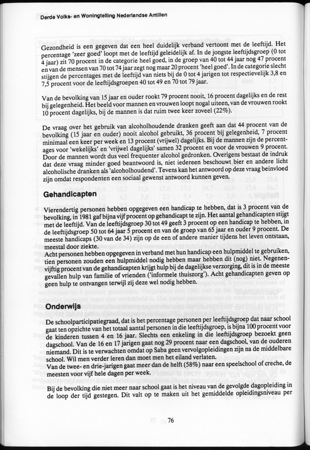Derde Algemene Volks- en Woningtelling Nederlandse Antillen - Toestand per 27 januari 1992, 0.00 uur Eerste Resultaten - Page 76