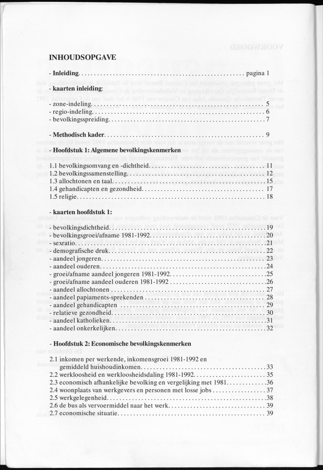 Censusatlas 1992 - Inhoudsopgave