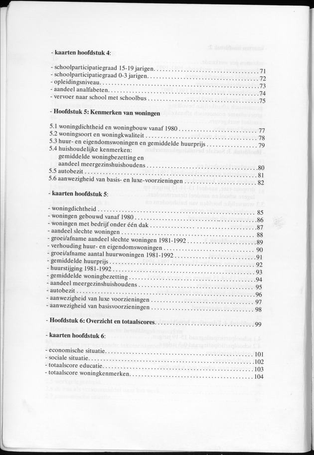 Censusatlas 1992 - Inhoudsopgave