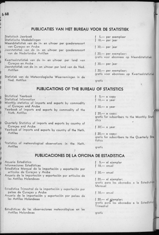 STATISTICAL YEARBOOK NETHERLANDS ANTILLES 1957 - Page 68