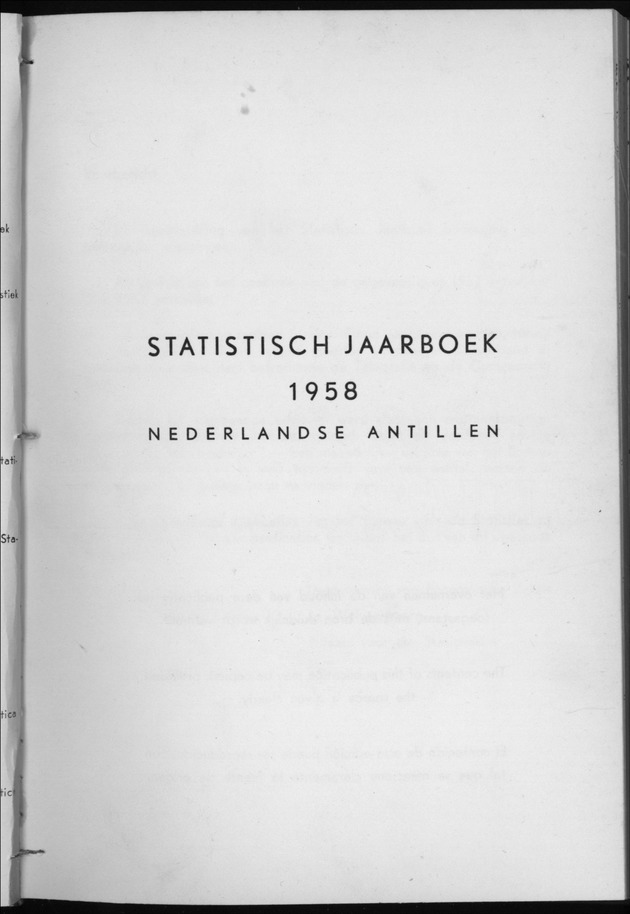 STATISTICAL YEARBOOK NETHERLANDS ANTILLES 1958 - New Page