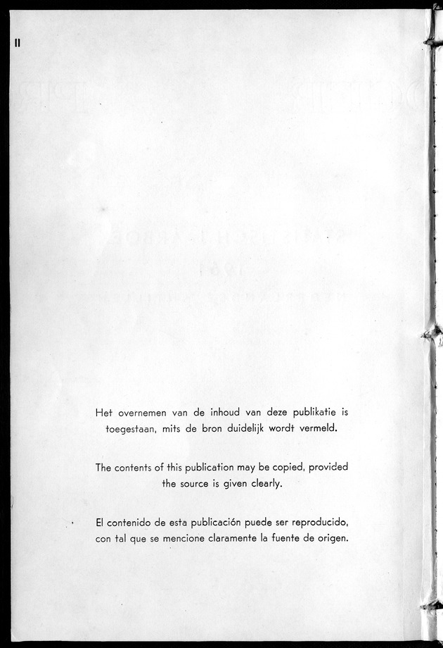 STATISTICAL YEARBOOK NETHERLANDS ANTILLES 1961 - Page II