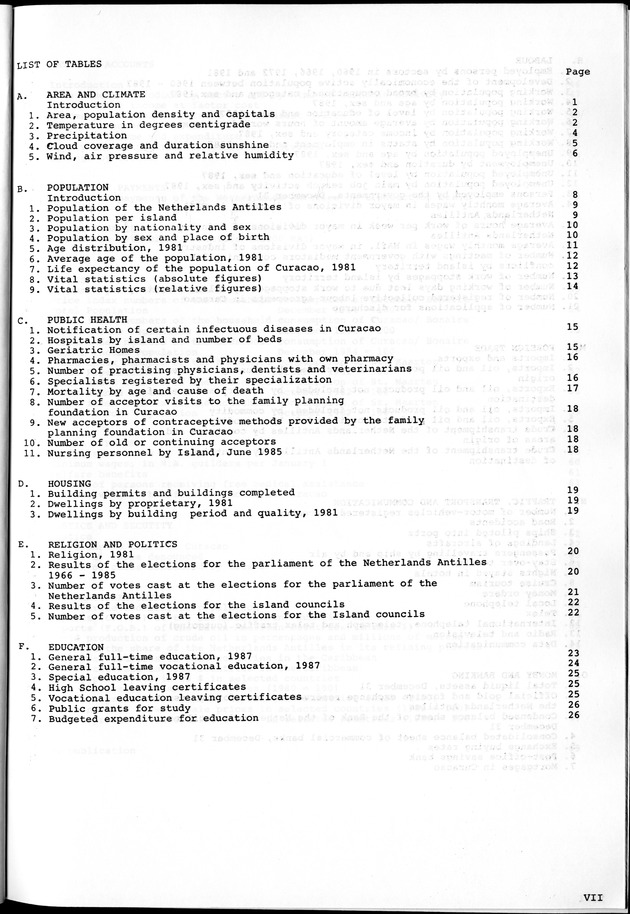 STATISTICAL YEARBOOK NETHERLANDS ANTILLES 1981-1990 - Page VII