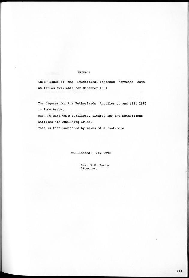 STATISTICAL YEARBOOK NETHERLANDS ANTILLES 1981-1990 - Page III