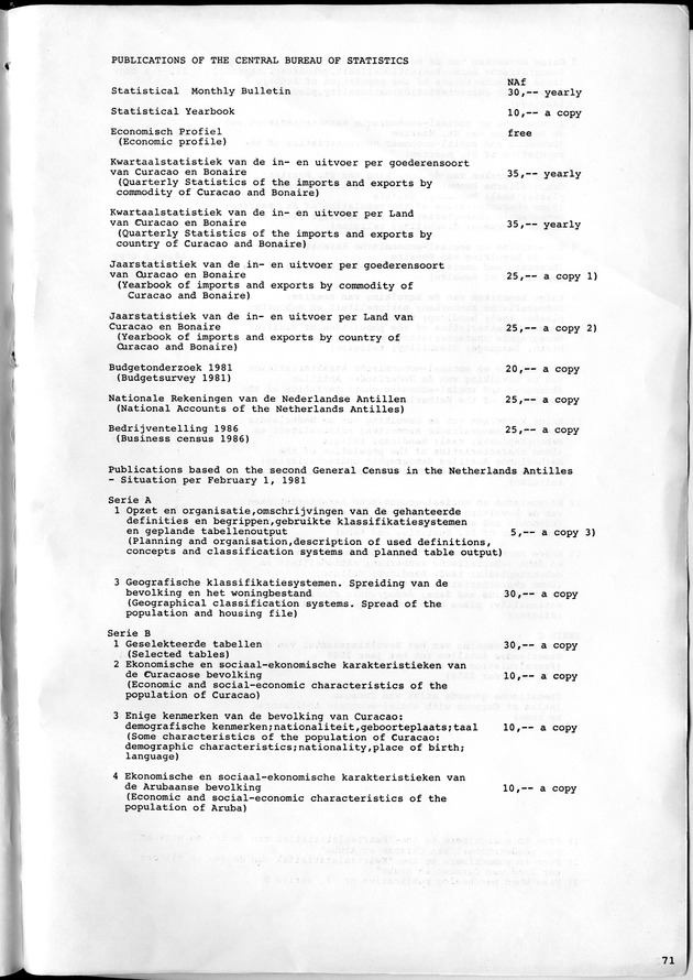 STATISTICAL YEARBOOK NETHERLANDS ANTILLES 1981-1990 - Page 71