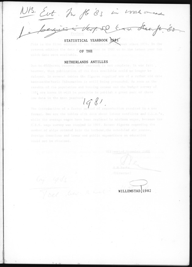 STATISTICAL YEARBOOK NETHERLANDS ANTILLES 1981 - Title Page