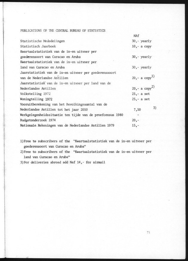 STATISTICAL YEARBOOK NETHERLANDS ANTILLES 1981 - Page 71