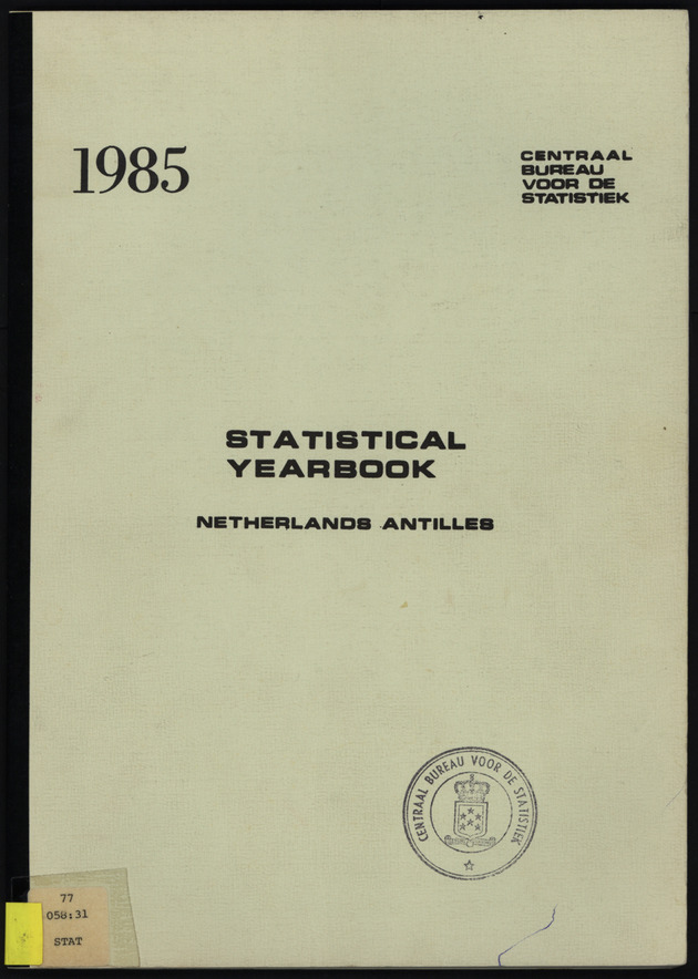 STATISTICAL YEARBOOK NETHERLANDS ANTILLES 1985 - Front Cover