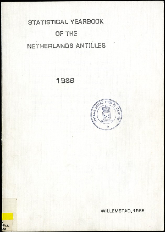 STATISTICAL YEARBOOK NETHERLANDS ANTILLES  1986 - Front Cover