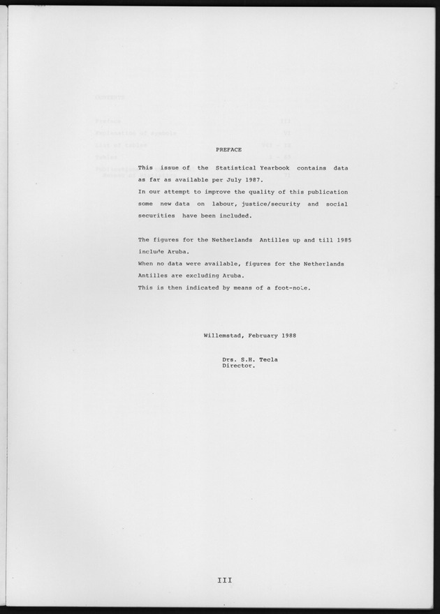 STATISTICAL YEARBOOK NETHERLANDS ANTILLES 1987 - Page III