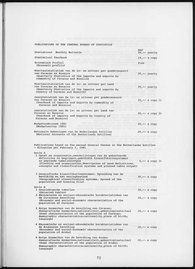 STATISTICAL YEARBOOK NETHERLANDS ANTILLES 1987 - Page 71