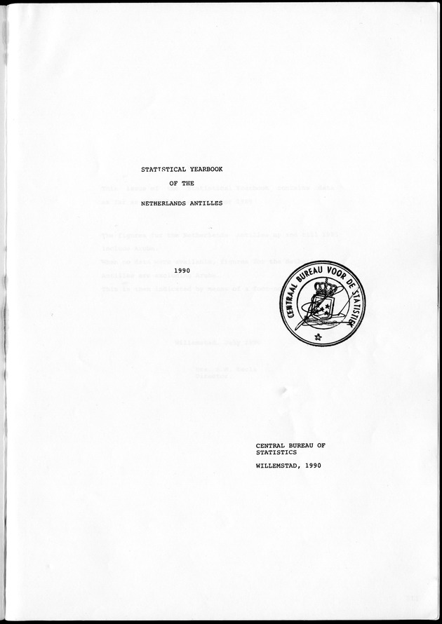STATISTICAL YEARBOOK NETHERLANDS ANTILLES 1990 - Title Page
