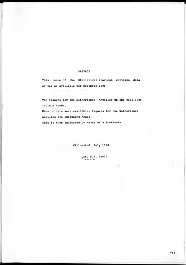 STATISTICAL YEARBOOK NETHERLANDS ANTILLES 1990 - Page iii