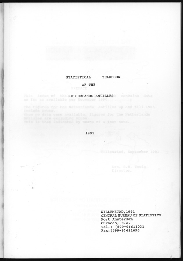 STATISTICALYEARBOOK NETHERLANDS ANTILLES 1991 - Title Page