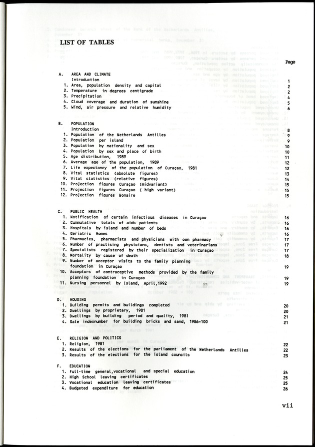 STATISTICAL YEARBOOK NETHERLANDS ANTILLES  1992 - Page vii
