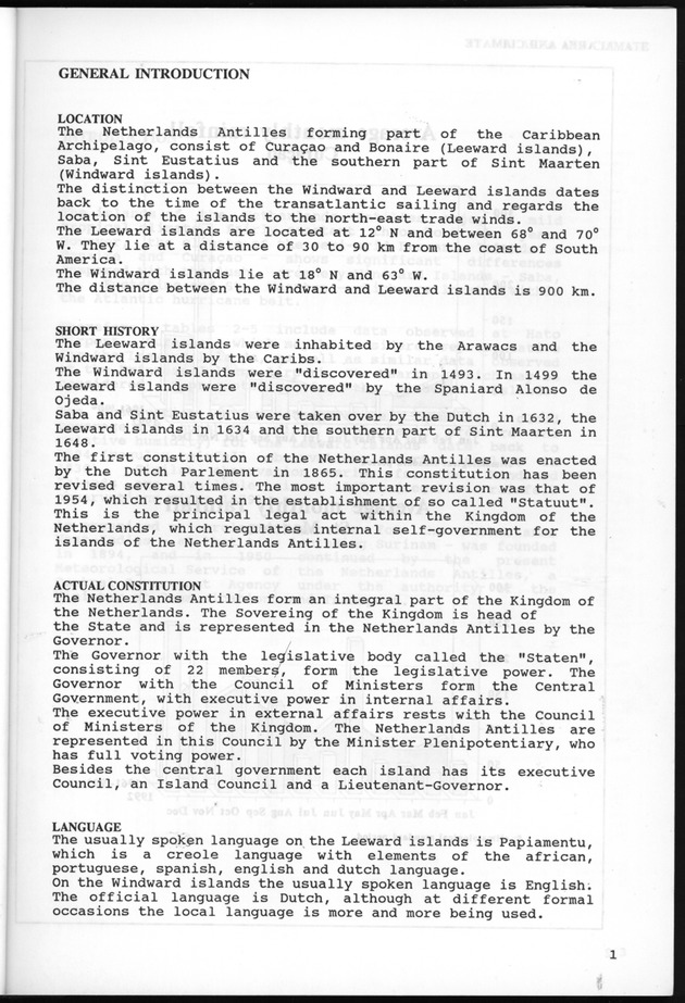 STATISTICAL YEARBOOK NETHERLANDS ANTILLES 1993 - Page 1